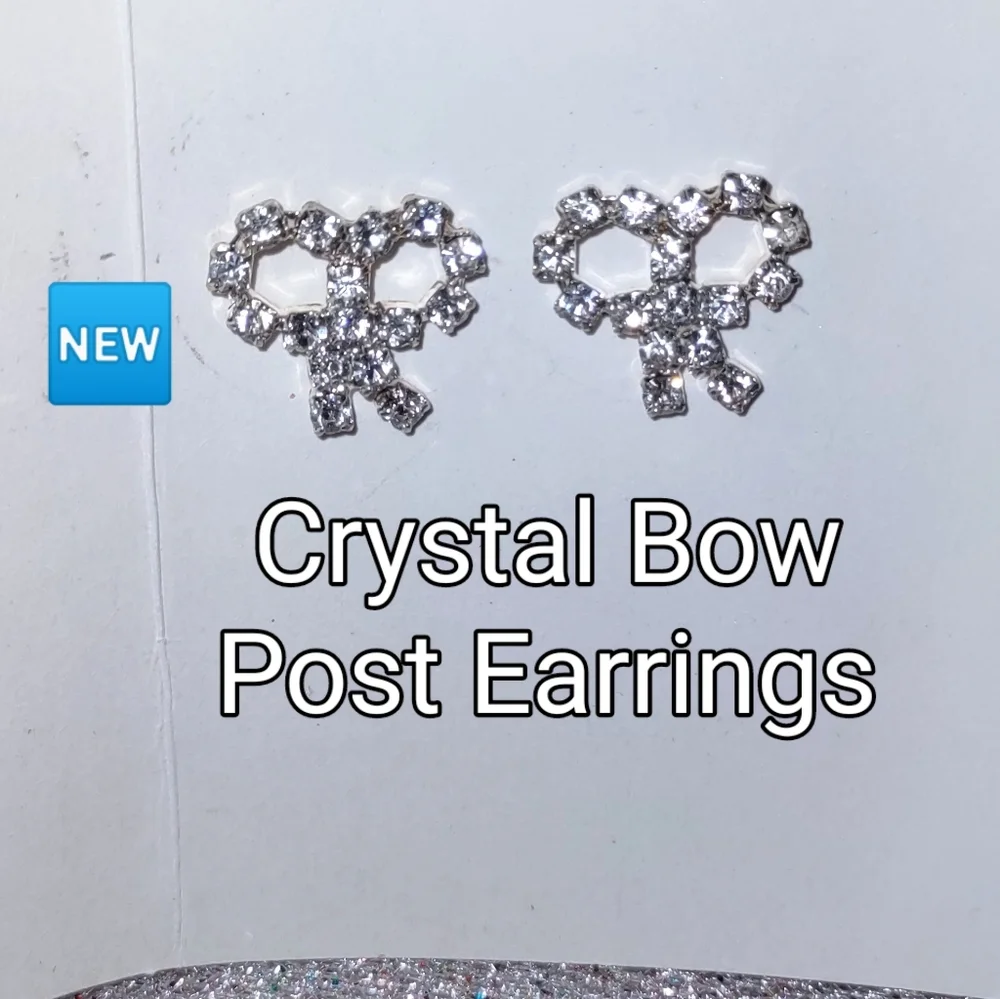 Lot: Stick-on Rhinestone Designs Body Jewels + Crystal Bow Earrings